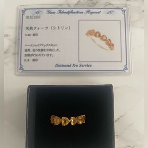 Authentic Citrine half eternity K18 gold ring with certificate